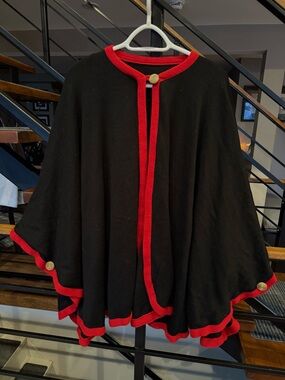 Italian Cape Coat with Red Trim